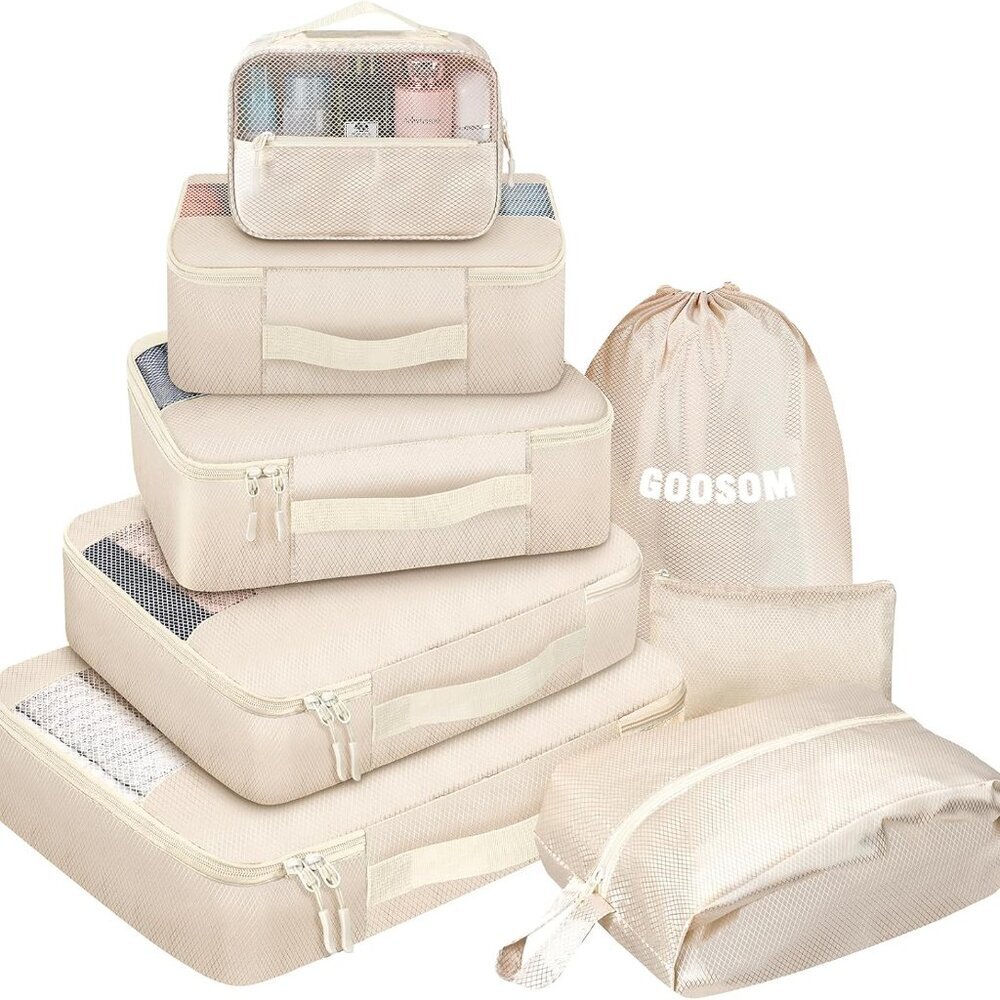 8 Set Packing Cubes, Travel Essentials for Carry on Luggage, Suitcase Organizer